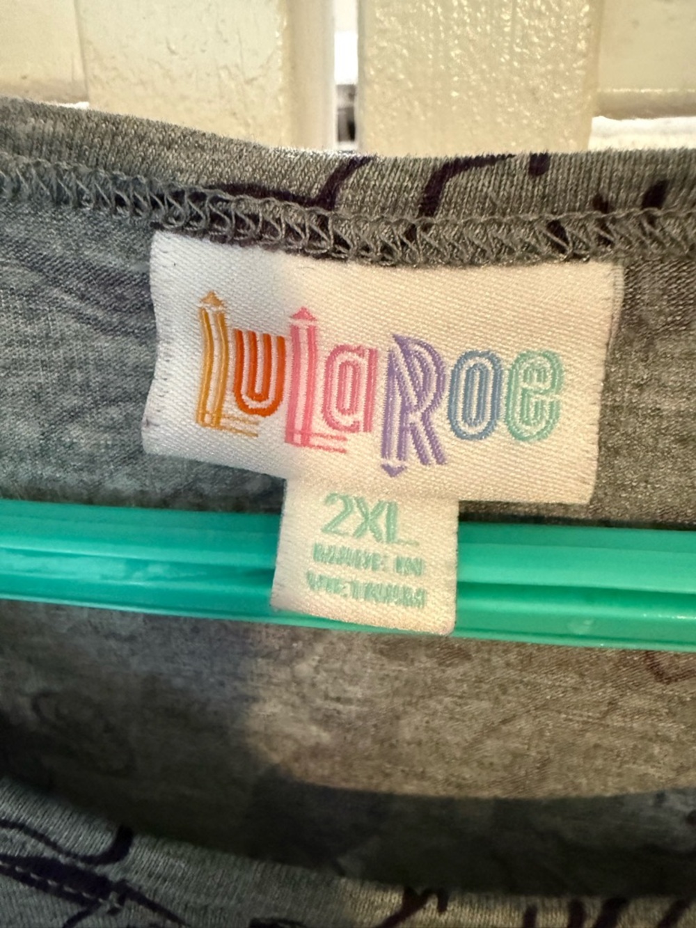 LuLaRoe Gray and Purple Mickey Print Short Sleeve Tee - Picture 6 of 6